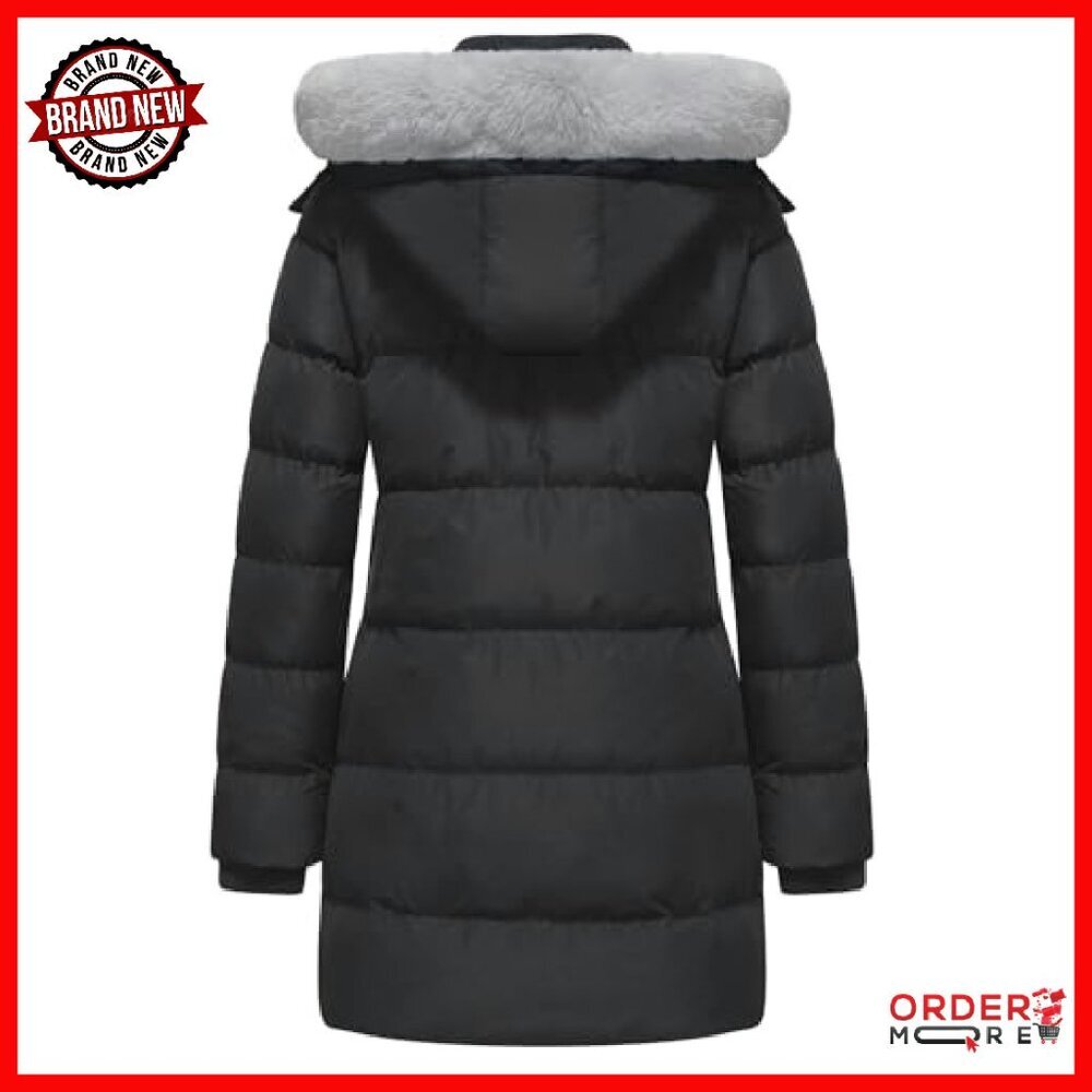 Women's Winter Puffer Coat with Removable Hood, Thick Insulation - Picture 3 of 8